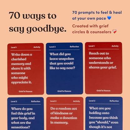 Grief is Human | Family & Friends Conversation Cards for Grieving | 70 Cards to Help You Process The Journey of Loss | Therapy for Adults - style: Grief Is Human