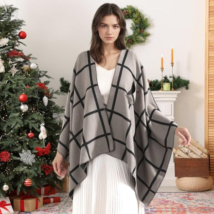 fauson Shawl Wraps for Women - Open Front Ponchos for Women for Fall Winter Pashmina Scarf