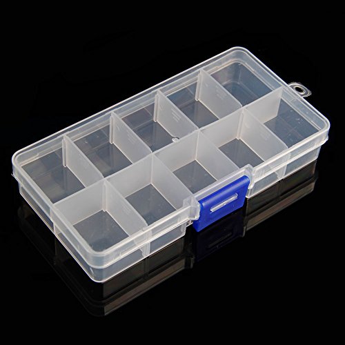 Plastic Storage Container Transparent Storage Box with Adjustable Partition Can Hold Handicrafts Jewelry and Small Parts, Blue