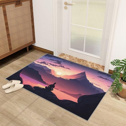 Chakra Rugs for Meditation - 4x6 Rug - Chakra Rug - Yoga Meditation Area Rug - Zen Spiritual Rugs - Mountain Landscape CarpetSoft Washable Non Slip Low Pile Home Decor