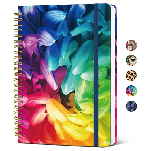 Taja Lined Spiral Journal Notebook for Women, A5 Cute College Ruled Hardcover Notebook for Work & Note Taking, Pretty Journal for Writing, 140 Pages, Vibrant Petal - color: k-Vibrant Petal