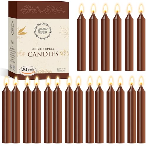 Raajsee Pack of 40 Brown Taper Candles | 4" Tall Unscented Mini Taper Candles - Perfect for Witchcraft, Rituals, Spells, Prayer, Meditation, Home Decor, Party Decor, Chime Candles