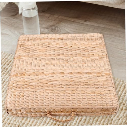 ABOOFAN Japanese Braided Meditation Cushion Straw Woven Floor Pillow for Yoga and Relaxation Supportive Seat Cushion for Adults for Meditation Picnics and Home Use