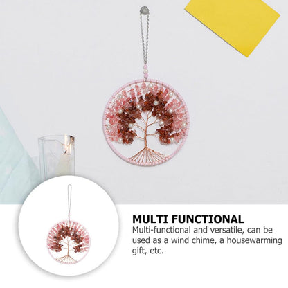 Yardwe Nordic Chime Creative Wind Chime with Life Tree Design for Garden Decor Chic Pink Courtyard Ornament Family and Friends Special Occasions