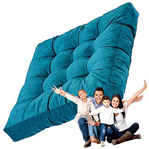 Square Meditation Pillow for Seating on Floor,Solid Thicken Futon Pillow Seat Floor Cushion for Yoga Corduroy Chair Pad (Blue 55cm/22in(Set of 1)) - color: Blue, size: 55cm/22in(Set of 1)