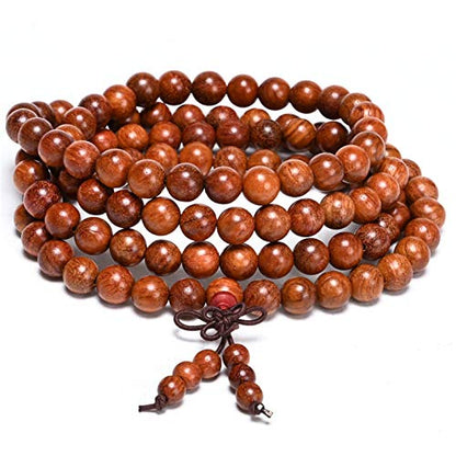 Caiyao Unisex 108 Natural Wood 6mm Beads Bracelet Mala Prayer Beads Necklace Buddhist Rosary Meditation Yoga Stretch Bracelet Elastic Natural Ebony Sandalwood Tibetan Beads Bracelet Jewelry - color: Rosewood