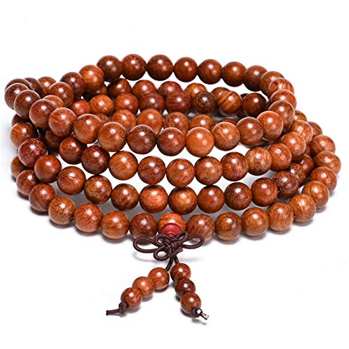 Caiyao Unisex 108 Natural Wood 6mm Beads Bracelet Mala Prayer Beads Necklace Buddhist Rosary Meditation Yoga Stretch Bracelet Elastic Natural Ebony Sandalwood Tibetan Beads Bracelet Jewelry - color: Rosewood