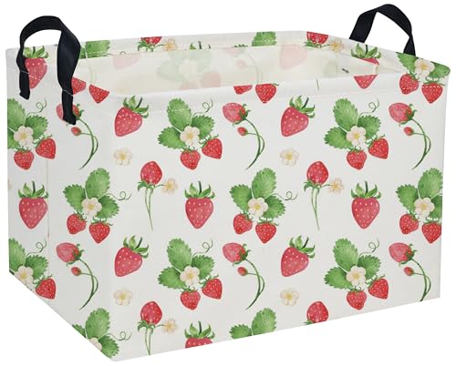 Rectangular Kids Baskets Strawberry Basket Cute Storage Bins Organizer Box Boys Room Decor for Home.(Strawberry) - color: Strawberry