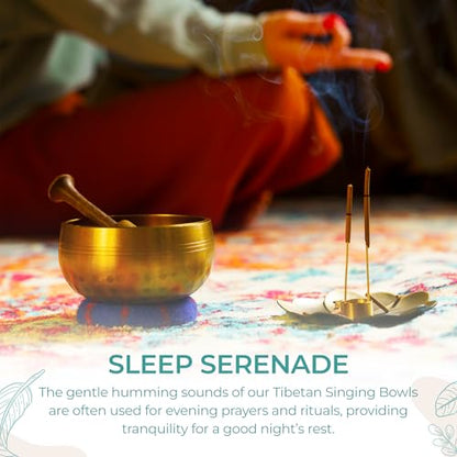 Handcrafted Tibetan Singing Bowl Set – 3.5” Sound Bowl for Meditation, Sound Healing & Yoga – Healing Instrument with Wooden Striker & Cushion – Authentic Hand-Hammered in Nepal - size: 3.5″ Set