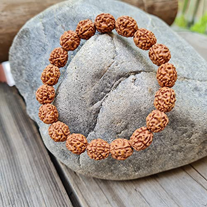 Rudraksha Bracelet for Men & Women's 2 Face, 3 Mukhi, 4 Mukhi, 5 Face, 6 Mukhi, 7 Mukhi, 8 Mukhi, 9 Mukhi, 10 Mukhi, 11 Mukhi Himalayan Rudraksha Beads Wrist Band for Yoga, Meditation, Healing - style: 4 Mukhi - Four Faced