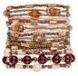 SPUNKYsoul Beaded Stretch Bracelet Set – Multi-Piece Stackable Fashion Bracelet Collection, Elastic Fit, Minimalist Boho Jewelry for Everyday Wear - style: Brown & Gold