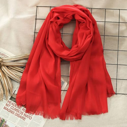 Women's Cotton Scarves Lady Light Soft Fashion Solid Scarf Wrap Shawl - color: Big Red