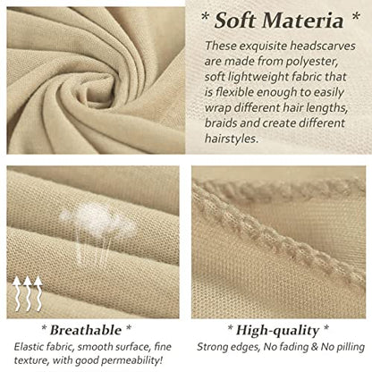 XTREND 1 Piece Head Wrap Stretch Jersey Fashion Headband Turban African for Women Soft Extra Long Hair Scarf Caps Bohemian Soft Breathable Turbans Tie (Beige) - color: Z1 Beige