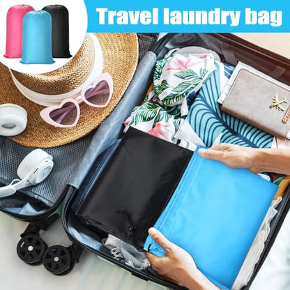 Nuogo 20 Pcs Laundry Bag Washable Travel Laundry Bags with Drawstring Lock Closure Large Heavy Duty for Camping Tent Blankets Dirty Clothes Yarn Fabric Storage, 38 x 24 Inches(Black, Blue, Pink) - color: Black, Pink, Blue