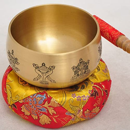 Brass Singing Bowls Meditation Sound Bowl Eight Auspicious Copper Chime Lotus Copper Chime Bowl Copper Crafts Ornaments，A - color: A