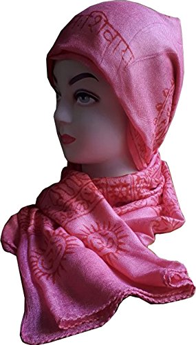 KVR Hindu Pooja Religious Cotton Indian prayer scarf with OM Krishna Ganesha Shiva Nataraja yoga spiritual auspicious prints - color: Pink-nataraja-2