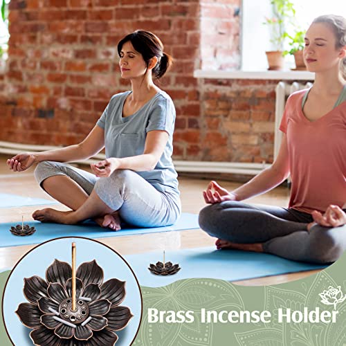 Sumind 30 Pieces Incense Holder Lotus Sticks Incense Burner Cone Burner Ash Catcher for Home Fragrance Decor Yoga SPA Bedroom(Retro)