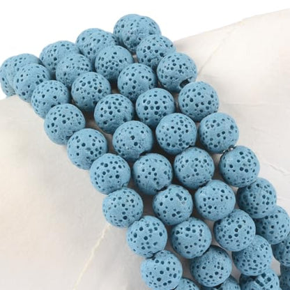 Justinstones Gem Semi Precious Gemstone 8mm Round Beads Stretch Bracelet 7 Inch Unisex - color: Dyed Light Blue Lava