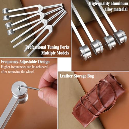 Tuning Forks for Healing Set–128Hz, 136.1Hz, 256Hz, 384Hz. Chakra Sound Healing Instrument for Meditation,Yoga, Reiki Energy,Perfect Mother's Day & Birthday Gifts for Women