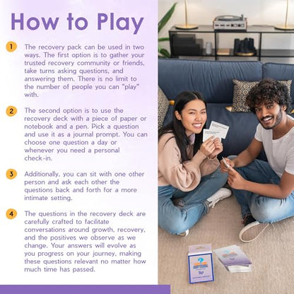 ASKMEANYTHING Recovery Pack Card Game - 100 Cards for Self-Improvement, Coping Skills, and Group Therapy