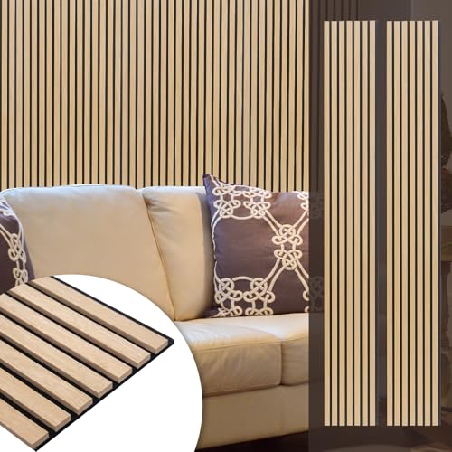 Yuzzy Wood Panels for Wall and Ceiling - 108 x 11 Inch Wood Slat Acoustic Panels 2 PCS - Modern Sound Absorbing Wall Panels for Interior Wall Decor for Home, Office, Studio - Rustic Oak - color: Rustic Oak, size: 2pcs - 108 * 11 in
