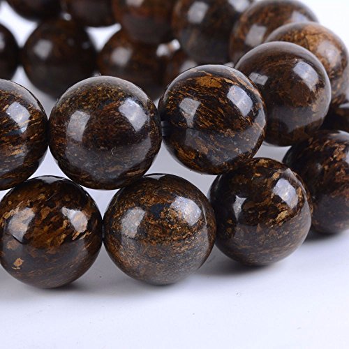 Justinstones Gem Semi Precious Gemstone 10mm Round Beads Stretch Bracelet 7 Inch Unisex - color: Bronzite