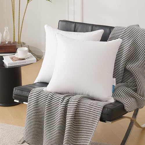 Oubonun 18"x18" Pillow Inserts (Set of 4) - 100% Cotton Cover, Square Throw Pillow Inserts for Couch, Sofa, Bed - Decorative 18 Inch White Pillow Inserts - style: 18x18 Inch (Pack of 4)