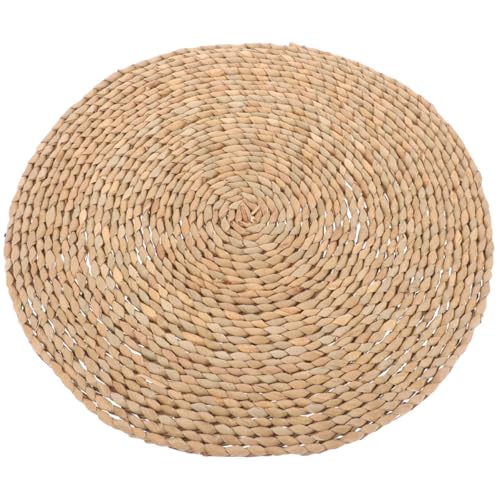 Hemoton Woven Round Braided Meditation Cushion 20x20cm Natural Straw Floor Pillow Japanese Style Yoga Seat Pad for Zen Sitting and Home Décor