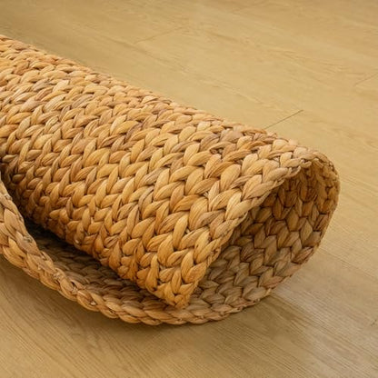Water Hyacinth Meditation Mat | Non-Slip Exercise & Fitness Mat for Meditation | Natural Rug, Straw Floor Mat for Living Room, Bedroom and More