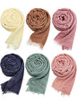 Geyoga 6 Pcs Women Scarf Shawl Hijab Scarves Cotton Crinkle Hijab for Women Blend Shawl Crinkle Wrap Head for Seasons - color: Stylish Colors