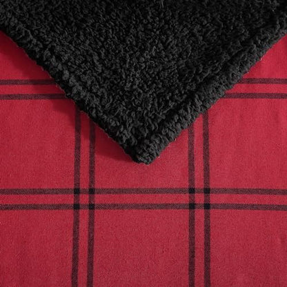 Eddie Bauer - Throw Blanket, Soft & Reversible Cotton Flannel Bedding, Throw Blanket for Couch or Bed (Kettle Falls Red/Black, 50" x 60")