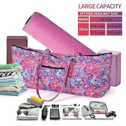 | Yoga Mat Bag | Large Yoga Mat Carrier with Wet Pocket | Yoga Gifts | Gym Tote Bag for Women - color: Tote-Bright Pink