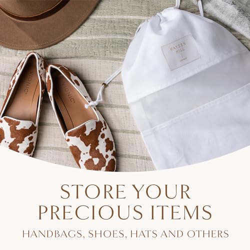 Hayden Hill Luxury Organic Cotton Dust Bags For Handbags - 3 Pack Small - 15" Purse Dust Bags, Shoes and Handbag Covers For Storage - Carbon Neutral Protector Dustbags - style: Small 15"