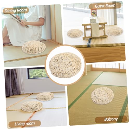 VALICLUD 1pc Space Cotton Round Straw Braid Cushion Yoga Mat Meditation Seat Hand-Woven