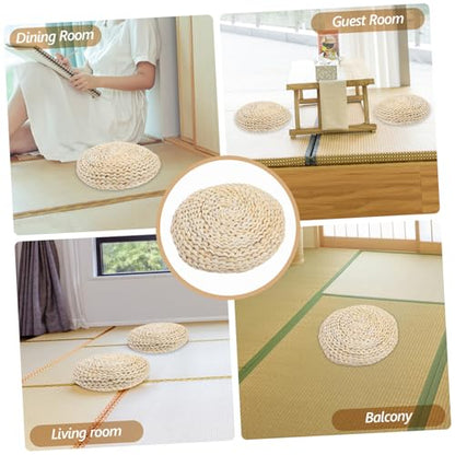 VALICLUD 1pc Space Cotton Round Straw Braid Cushion Yoga Mat Meditation Seat Hand-Woven
