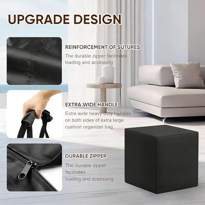 Outdoor Patio Cushion Storage Bag -Waterproof Large Patio Furniture Cushion Organizer Storage Bag with Handle and Zipper, 32" L x32 W x 24" H Big Foldable Duffle Cover - size: 32"L x 32"W x 24"H