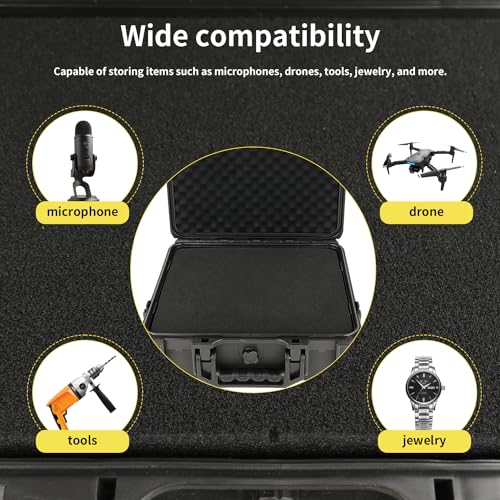 Portable Hard Case - Waterproof Carrying Case,with DIY Foam,Medium,12.8 * 11.6 * 4.7 inch - size: Medium