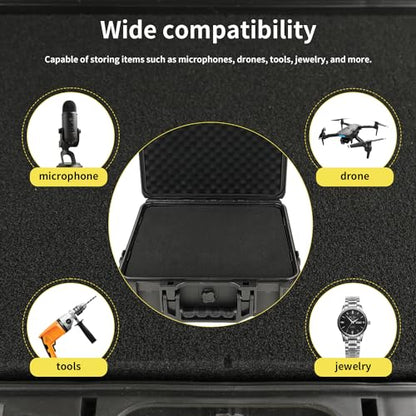 Portable Hard Case - Waterproof Carrying Case,with DIY Foam,Medium,12.8 * 11.6 * 4.7 inch - size: Medium