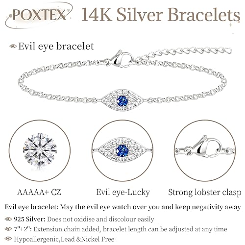 3mm Diamond Classic Tennis Bracelet for Women Dainty, Gold Jesus Cross Bracelets Trendy, 14K Gold Plated Heart/Evil Eye/Pearl/Starfish & Seashell Charm Bracelets for Women Bulk - style: Silver Evileye