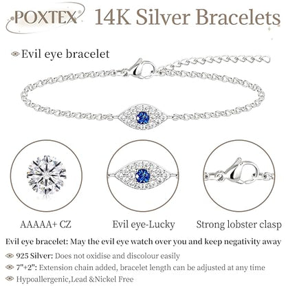3mm Diamond Classic Tennis Bracelet for Women Dainty, Gold Jesus Cross Bracelets Trendy, 14K Gold Plated Heart/Evil Eye/Pearl/Starfish & Seashell Charm Bracelets for Women Bulk - style: Silver Evileye