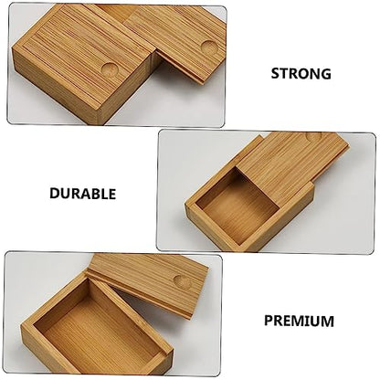 FOMIYES Bamboo Pull-out Lid Storage Box Decorative Jewelry Organizer Desktop Storage Solution for Home and Office Natural Finish Practical Design