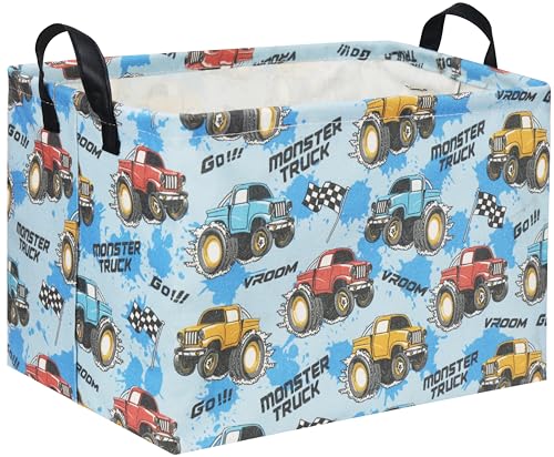 Rectangular Monster Truck Basket for Kids Baby Basket for Boys and Girls Cute Toy Storage Organizer Bin Box Truck Room Decor(Monster Truck) - color: Monster Truck