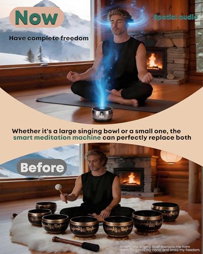 Meditation Sound Machine, Frequency Generator Instrument,PUVIDJUT Tone Device - Solfeggio Frequencies Bath for Yoga, Mindfulness,Meditation System of Chakra, 5 Tones Optional, 3 Timer Modes - color: Onyx Black