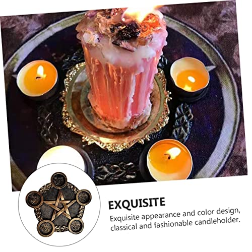 VALICLUD Pentacle Star Candleholder Decorative Altar Prop Elegant Desktop Candle Holder Compact Space Saving Design for Home Bar Restaurant Wiccan Sacrifice Ritual