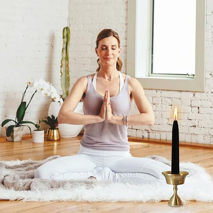 20 Min Black Meditation Candles – 30 Pack, Includes Mini Candle Holder & 12 Wax Dots, Slow Burn, Natural Unscented, for Halloween Yoga Prayer Mindfulness & Relaxation - color: Black, size: 30 Pack