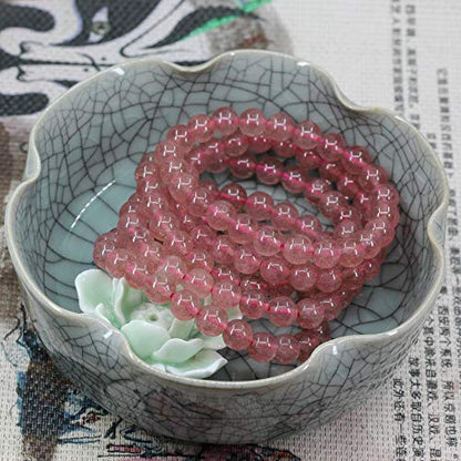 Keleny Gem Semi Precious Gemstones 8mm Round Beads Crystal Stretch Bracelets 7 Inch Unisex - color: Red Strawberry Quartzite