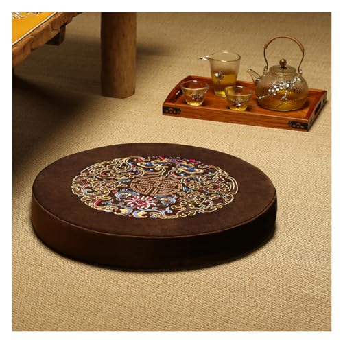 Round Meditation Cushion Mat Set with Washable Velvet Cover, Larger Yoga Mat Bolster Floor Pillows Seating for Adults Meditation Accessories coffee-40cm - color: Coffee, size: 40cm