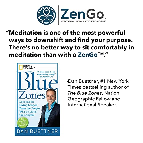 Modern Comfort Inflatable Meditation And Yoga Cushion Set by ZenGo™ - Seat (Zafu) + Mat (Zabuton)⎟ Yoga Bolsters - Two Sizes⎟ Includes Multi-Use Inflator ⎟ Indoor and Outdoor Use ⎟High Seat [5.5”-9”] - size: High Seat [9”]