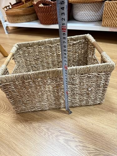 HomeRoots Seagrass Storage Baskets Set of 3, Woven Seagrass Baskets for Shelves, Closet, Nursery, Living Room, Natural Wicker Storage Baskets for Organization and Home Decor