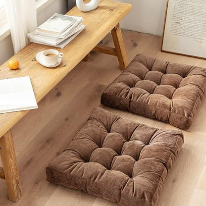 Square Meditation Pillow, Large Floor Pillow Cushion,Solid Thick Tufted Seat Cushion Janpanese Quilted Chair Mat for Balcony Bedroom Tatami Living Room(55x55cm, G) - color: G
